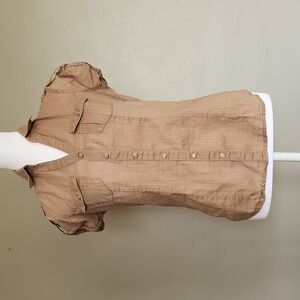 a.n.a. Button Up Blouse Size Small Tan